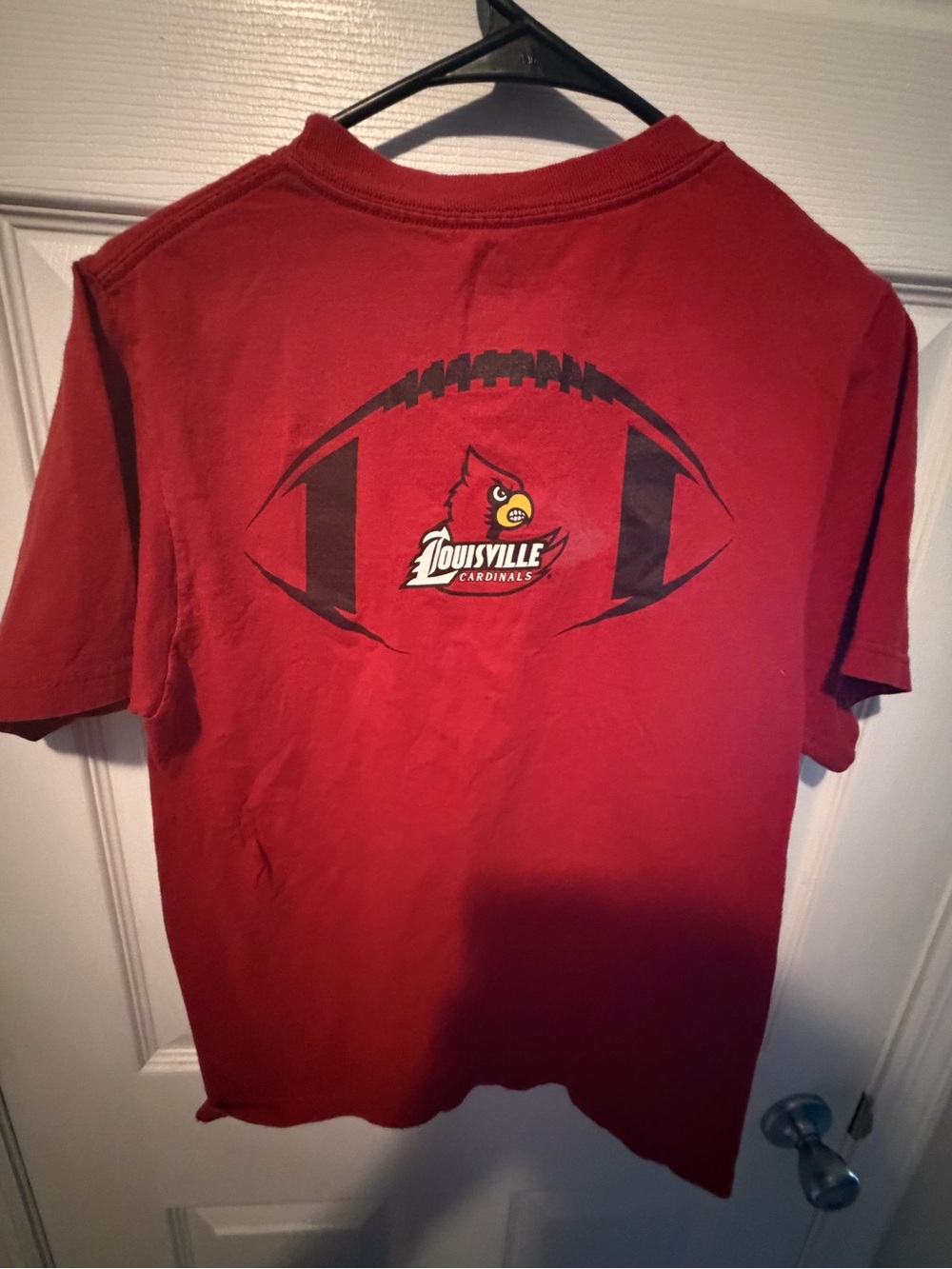 Red Graphic Football T-Shirt Louisville cardinals